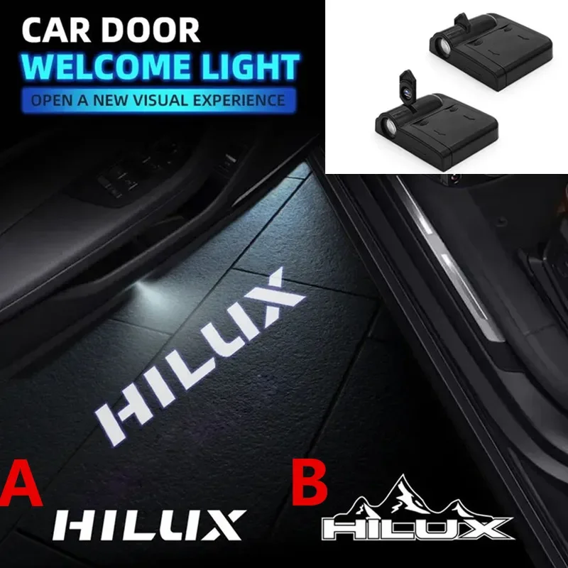 2PCS Car Lights Accessory LED Door Projector Ghost Shadow Courtesy Lamp LED For Hilux Revo GR Sport Pickup Truck SUV