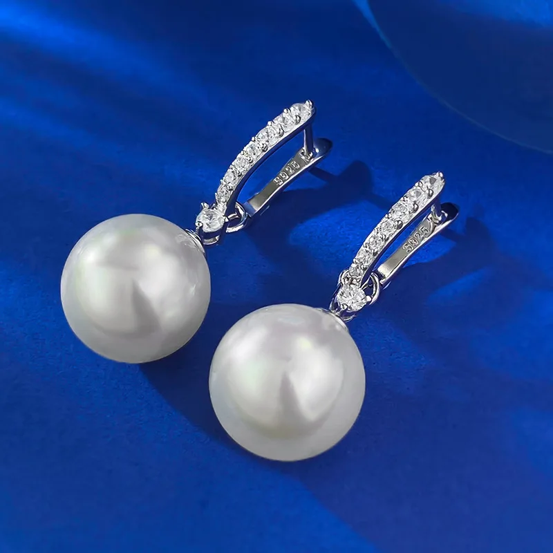 2024 New Bead 13mm Earrings Full Body S925 Silver European and American Earrings Earrings Fashion Commuter Female