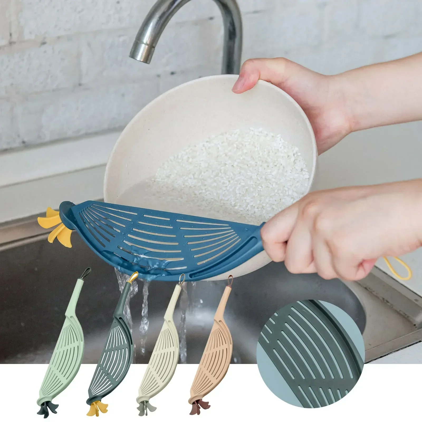 Pot Strainer plastic Crescent Pan Strainer with Handle for Water Filters Rice Fruit Vegetable Pasta Colander Kitchen Gadgets