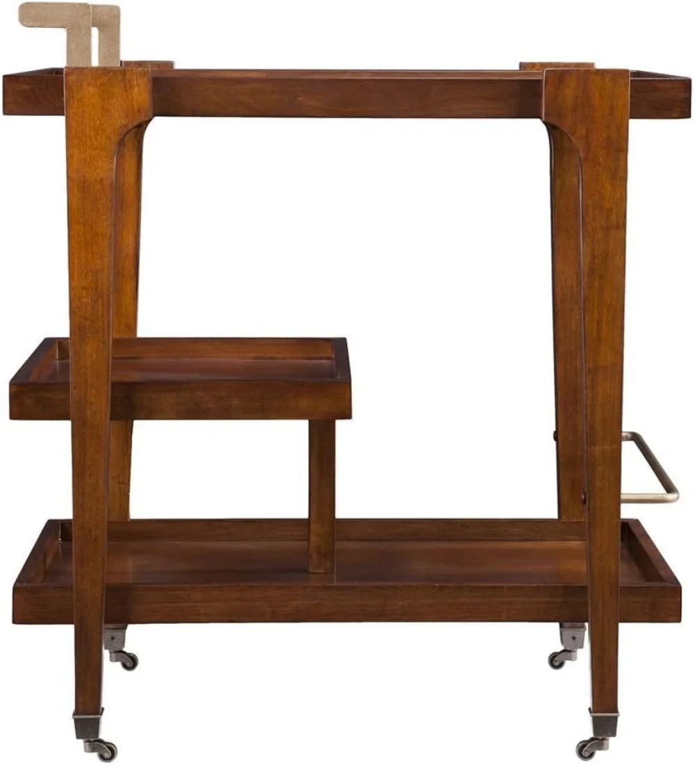 Midcentury Modern 3-Tier Bar Cart with Locking Casters