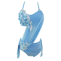 JoyCan Lyrical Dance Dress Blue Jazz Dance Costume Pole Dancing Clothes Girl Performance Training