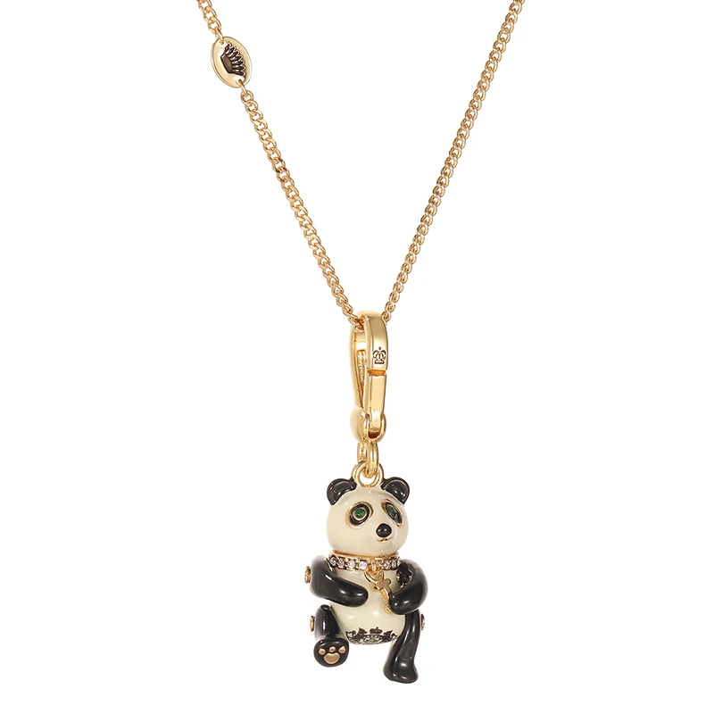 

Fashion lovely enamel glaze national treasure panda letter pendant necklace light luxury Joker gold-plated jewelry.