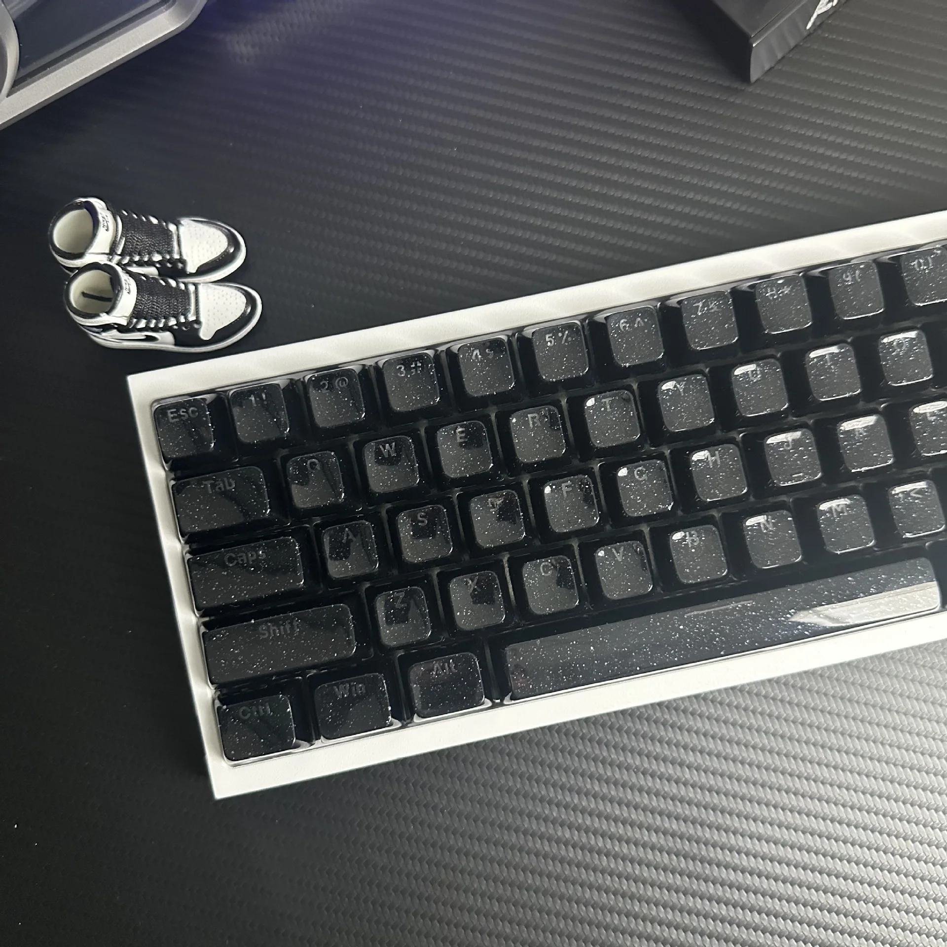 130 Keys Starry Black Crystal Jelly PBT Keycap Double Shot PC Keycaps for Gaming Mechanical Keyboard