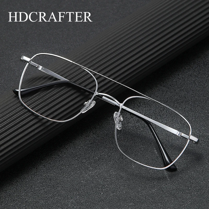 

HDCRAFTER Pure Titanium Glasses Frames Men Optical Prescription Square Full-frame Eyeglasses Classic Business Eyewear Frame