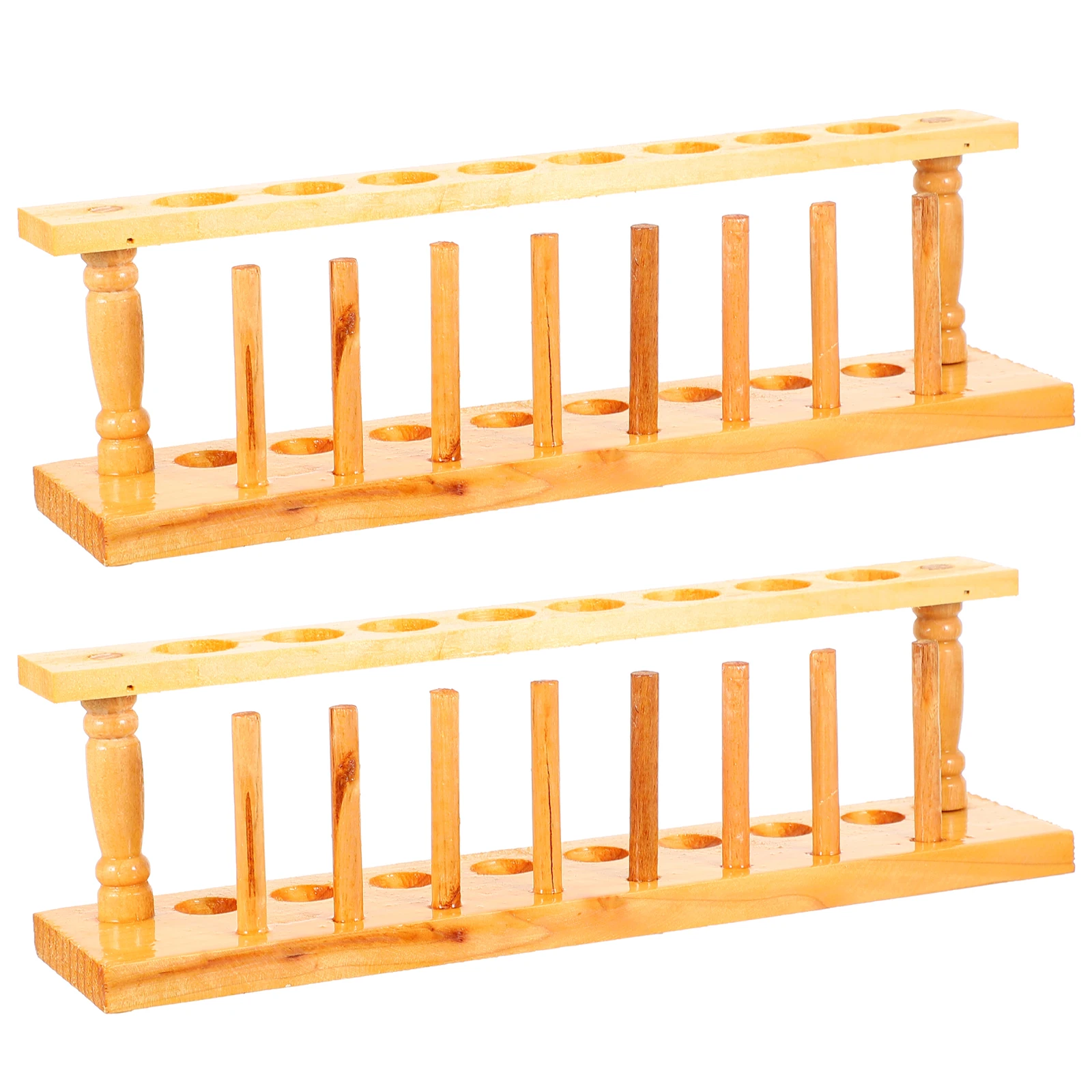 

2pcs Wooden Test Rack Brown Laboratory Holder Safe Wood Test Tube Stand Material Storage Shelf Experiment Tube Stand