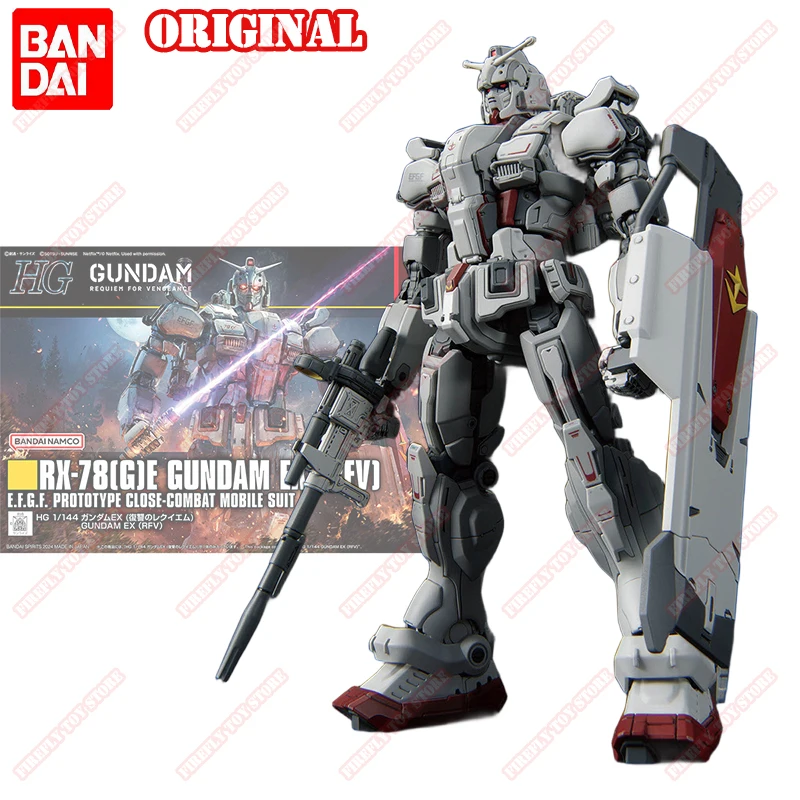 

BANDAI Original GUNDAM EX Animation Peripheral Toys HGRFV RX-78 E Assembly Movable Anime Action Model Figures Collection