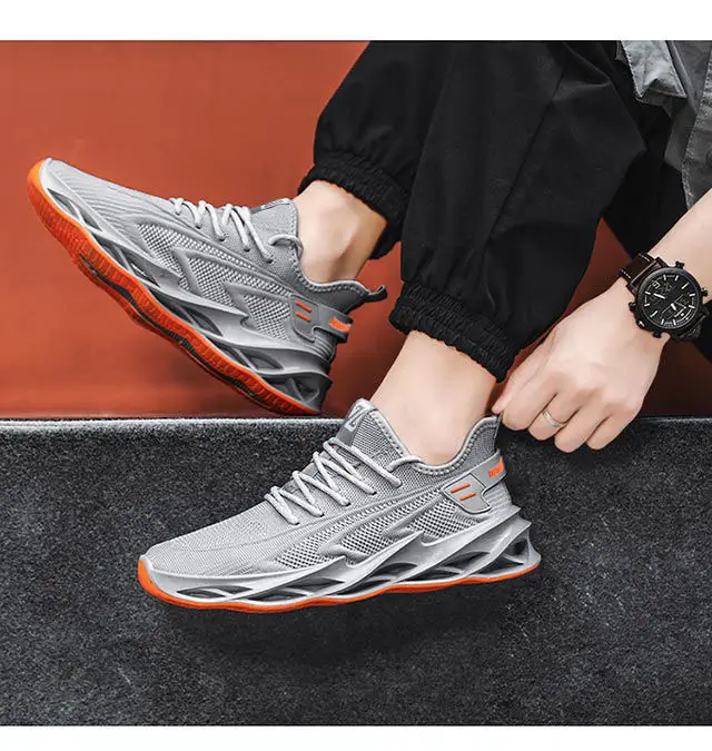 Men's Sports and Leisure Dad's Shoes New Knitted Mesh Breathable Shock Absorbing Running Shoes Sports Running Shoes