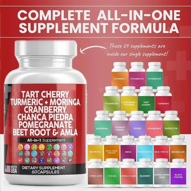 مستخلص الكرز الحامض 60 كبسولة 20000 ملغ الكركم 8000 ملغ مورينجا 4000 ملغ التوت البري الكرفس Quercetin السيلينوميثيونين اليوريا #6
