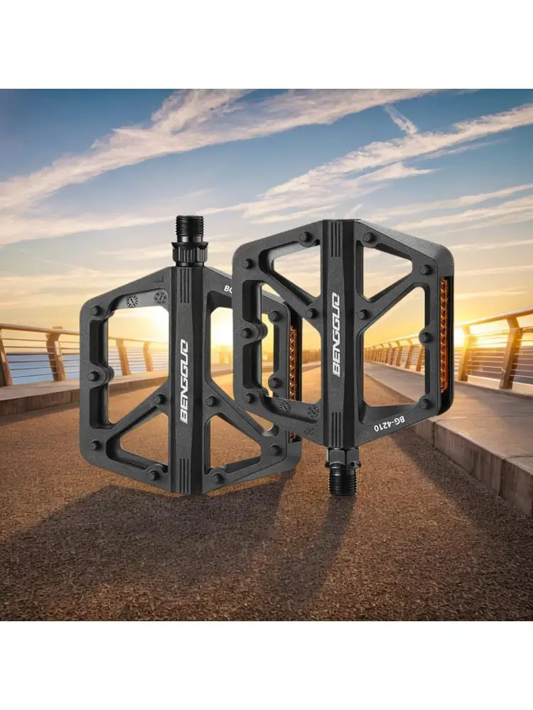 AliExpress alloet Double DU Bearing Nylon Bicycle Pedals with Reflector Ultralight Bike Pedals Bicycle Platform Pedals Bike Accessories