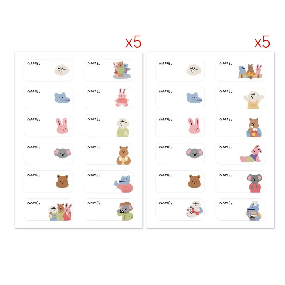 10Pcs High Quality Custom Name Sticker Handwritten Student Stationery Name Labels Sticker Self-adhesive Cartoon Name Tag Sticker