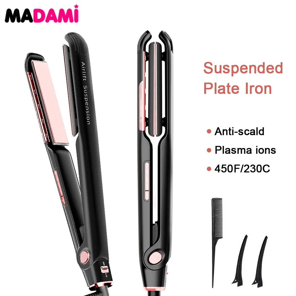 Plasma Flat Iron Suspended Floating Hair Straightener Professional 450F / 230C Ceramic Plate Straightening Irons Smooth Frizz