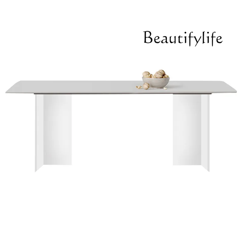 

Deli Feng rock slab dining table acrylic small apartment thickened suspension pure white minimalist light luxury dining table