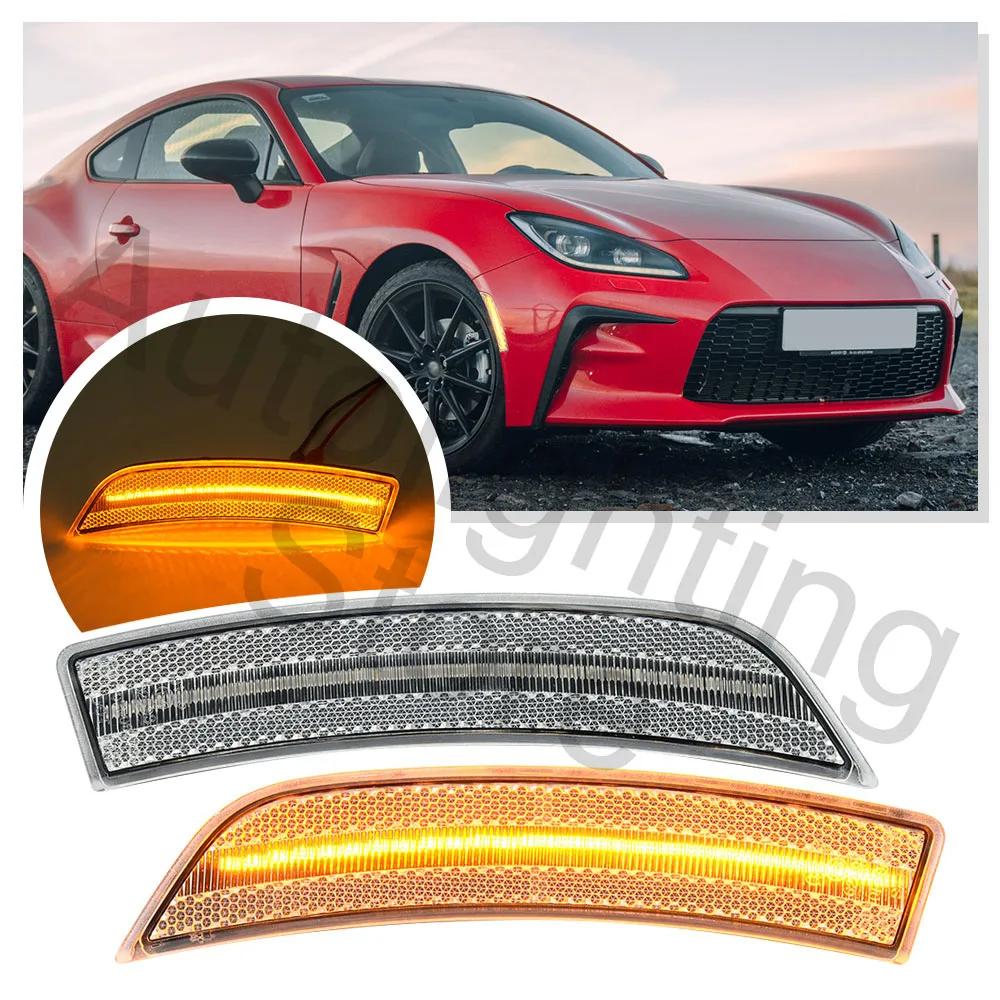 2X LED front Side Marker light for Toyota GR86 2022+ Subaru BRZ 2022+ Turn Signal Light front bumper light reflecter lamp amber