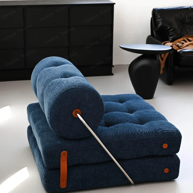 

Home blue single sofa can be spliced tofu block folding bed lazy sofa small apartment