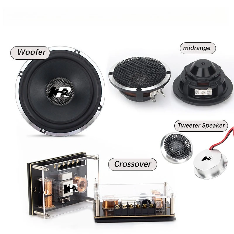 Aluminium High End 6.5 Inch 92DB Pressed Wool Paper Cone 3-Way Component Car Speaker Sets Clear Sound High SQ Car Stereo Audio