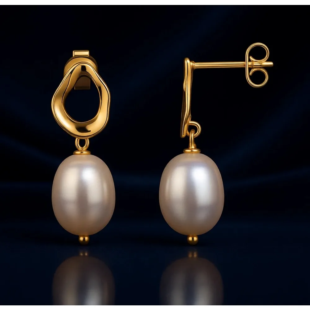 

Серьги-подвески с жемчугом, покрытые золотом 14K, для женщин, с застежкой из стерлингового серебра, свадебные висячие серьги-гвоздики