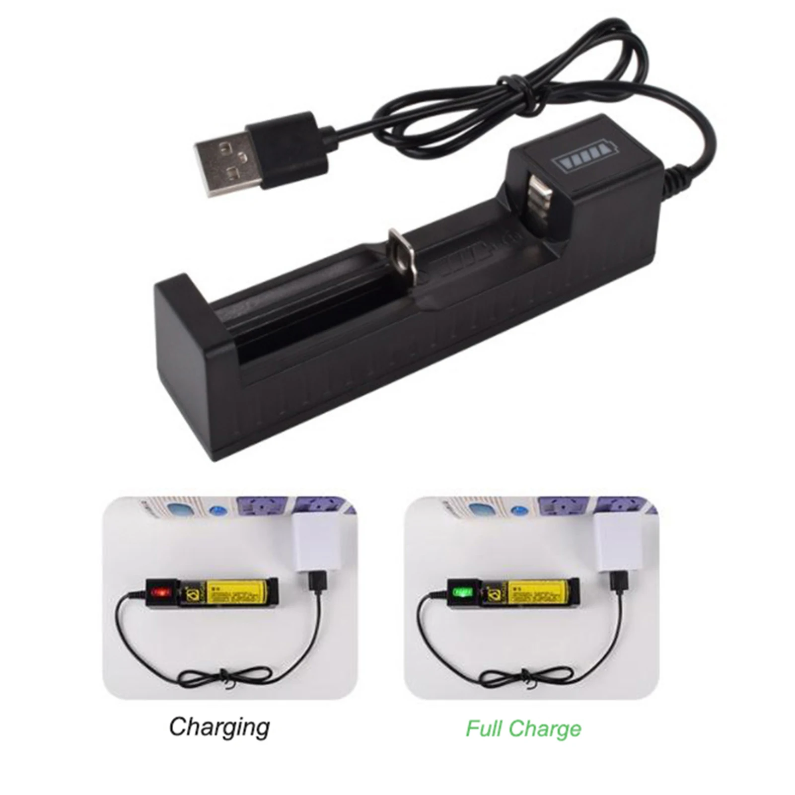 Multi Functional 1 Slot USB Lithium Battery Charger Module With LED Indicator Light Single Charge For 16340 14500 18650 26650