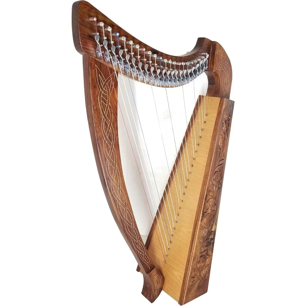 22 Strings Harp Irish Celtic Highland Solid Rosewood Natural Finishing Lever Tuning Key Extra  included 33