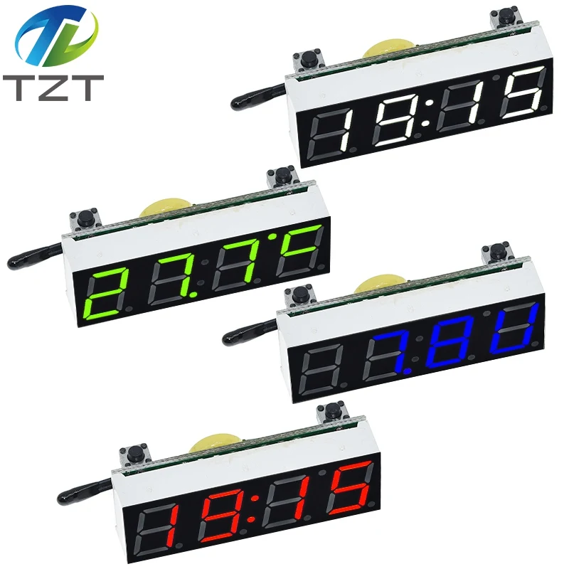 1/2/3PCS 3 In 1 LED RX8025T Digitaluhr Temperatur Spannung Modul DIY Zeit/Thermometer/Voltmeter DC 5-30V Für Arduino