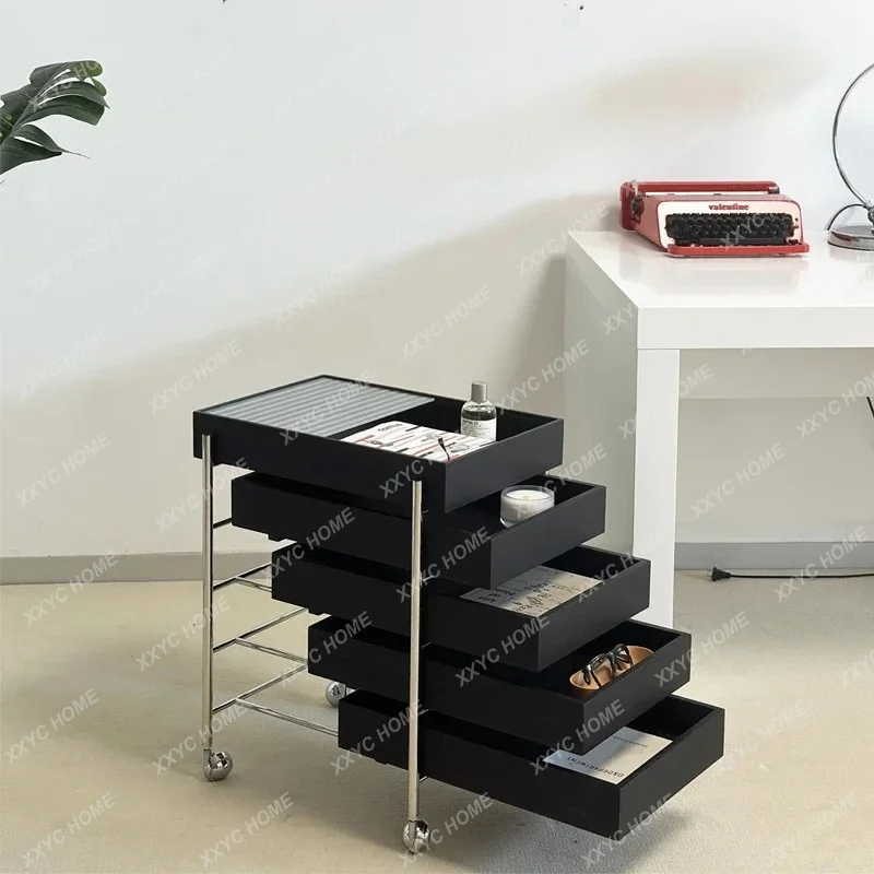 X   File Cabinet Retro Solid Wood Study Removable Cart Drawer Bedside Table