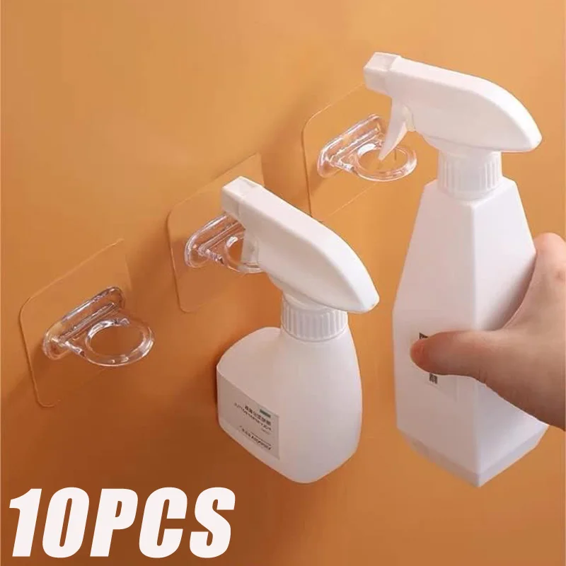 3/10PCS Adhesive Spray Bottle Hooks Wall Mounted Hanging Ring for Curtain Rod Holder Kitchen Storage Accessories Heavy Duty