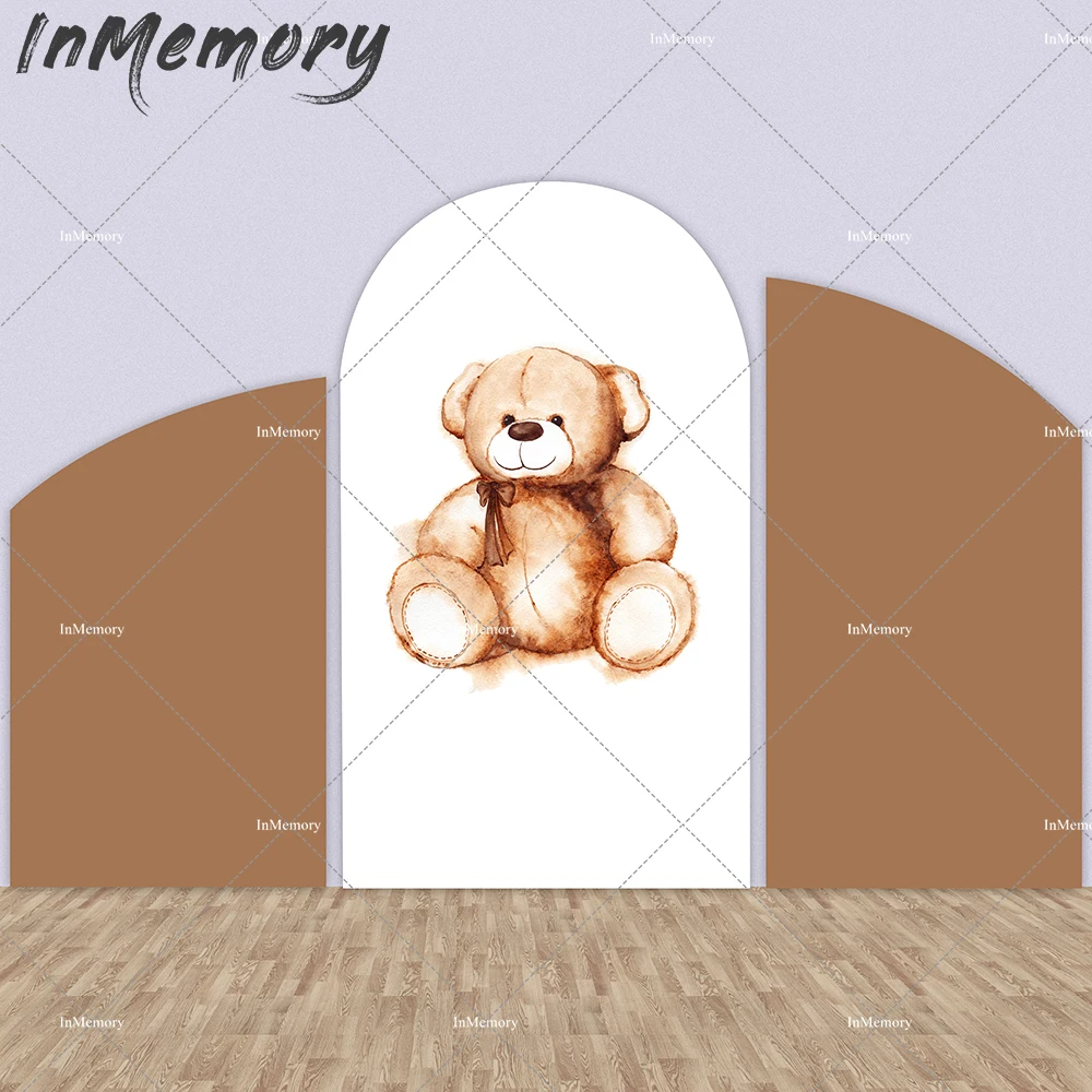 Bear Baby Shower Arched Wall Chiara Backdrop Baby Newborn Birthday Party Background Brown Cover Photo Studio