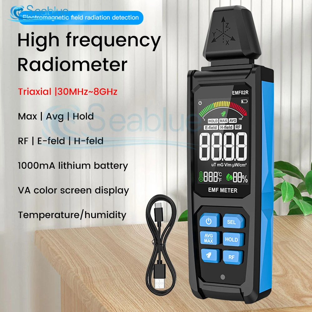 

EMF02R Three-axis Electromagnetic Radiation Detection Color Screen Magnetic Field Interference Electromagnetic Wave EMF Tester