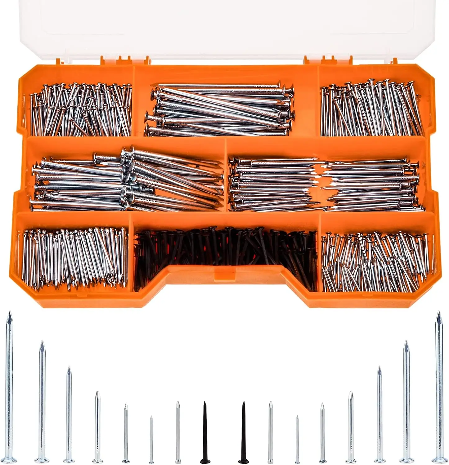 

1080pcs Nail Assortment Kit for Hanging Pictures, Small Finishing Pin Nails Wall Mounting