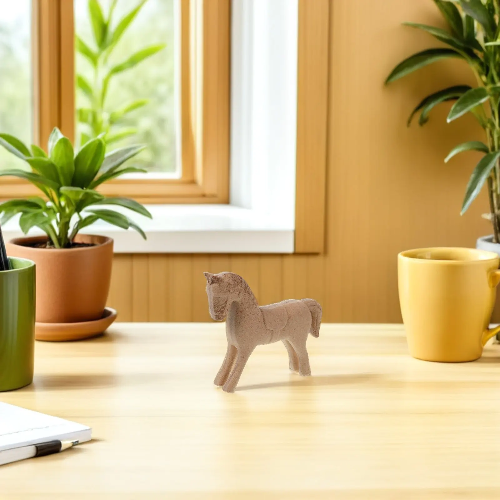 2Pcs Wood Horse Craft Paintable Figures Unfinished Carved Animals DIY Creative Horse Statues for Desk Table Top Western Decor