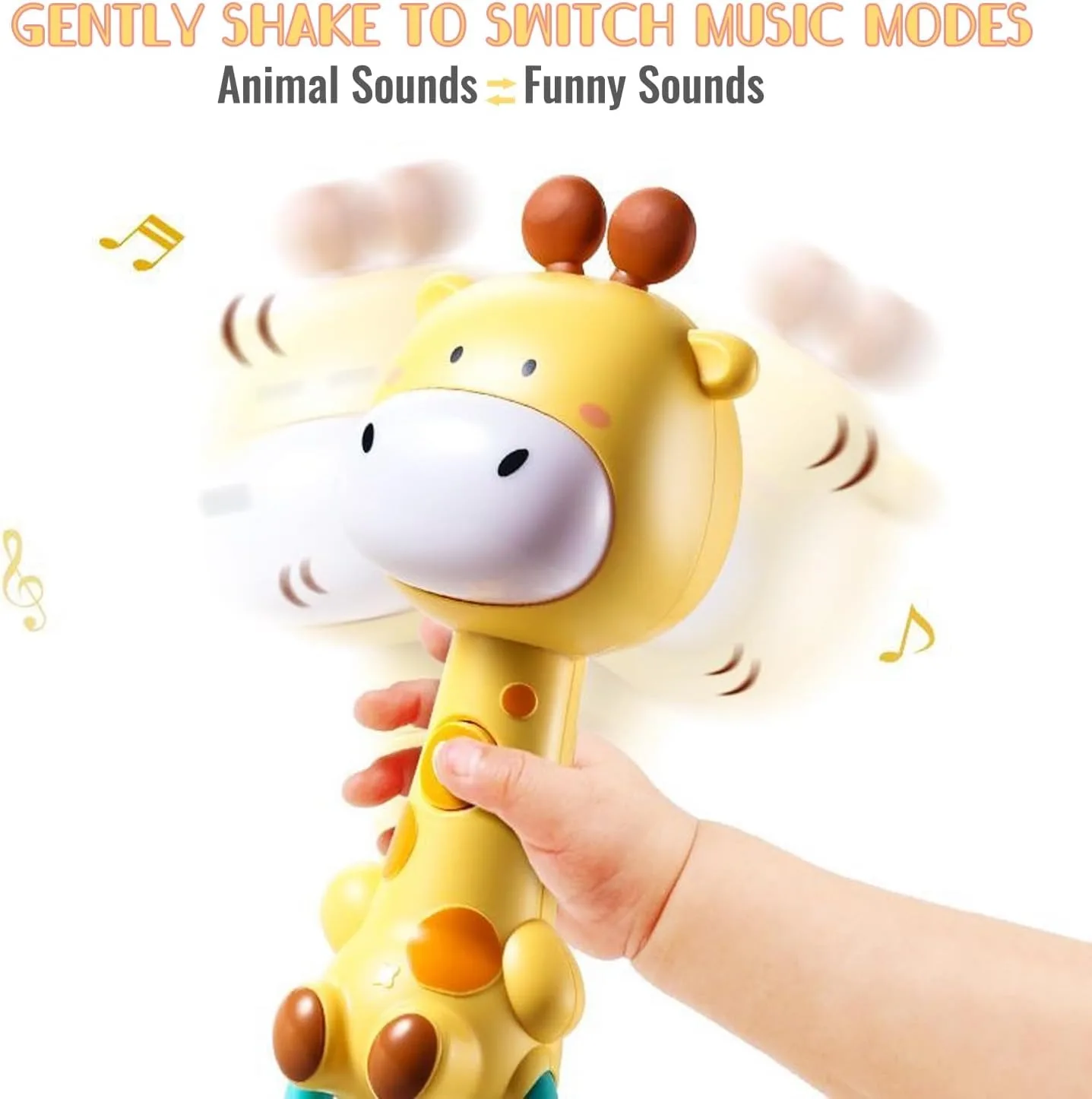 Simpatico giocattolo con sonaglio musicale per bambini: massaggiagengive illuminato e masticazione sensoriale, gomma morbida senza BPA, baby shower e regalo per il primo compleanno
