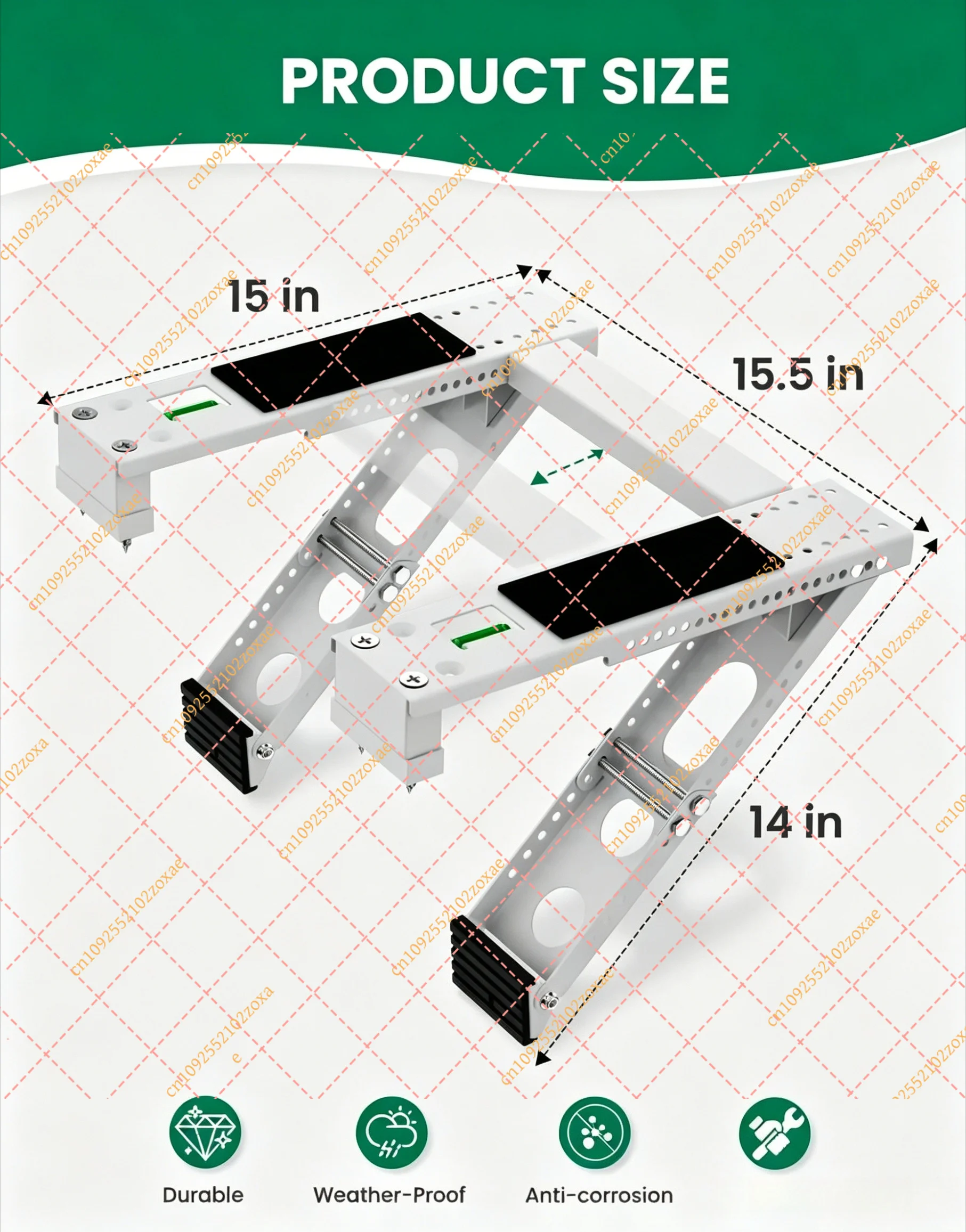 Heavy Duty Foldable AC Bracket, Universal Wall Mount for Window Air Conditioner, Max Load 200kg