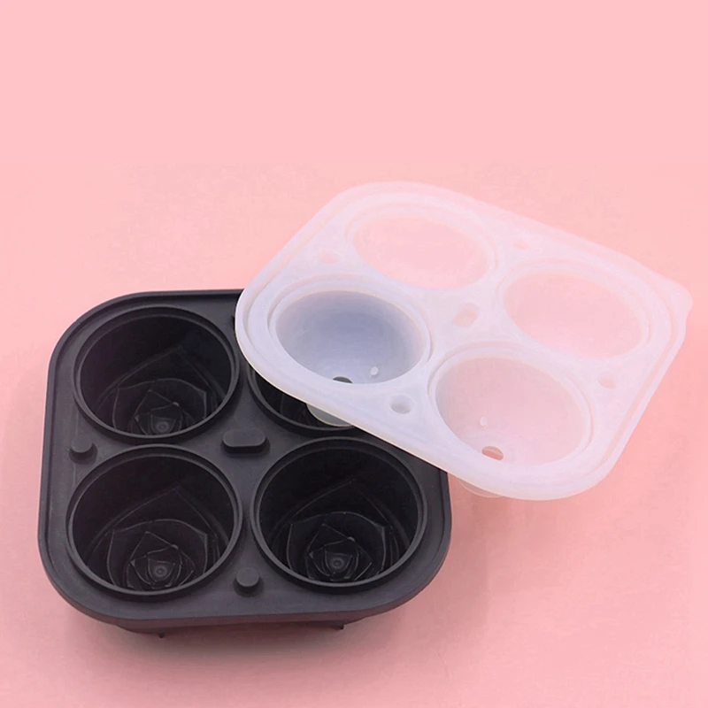 Pack 2 Ice-Cube Tray Rose Ice Mold,Make 8 Cute Flower Shape Ice,Silicone Big Ice Ball Maker For Cocktails Whiskey