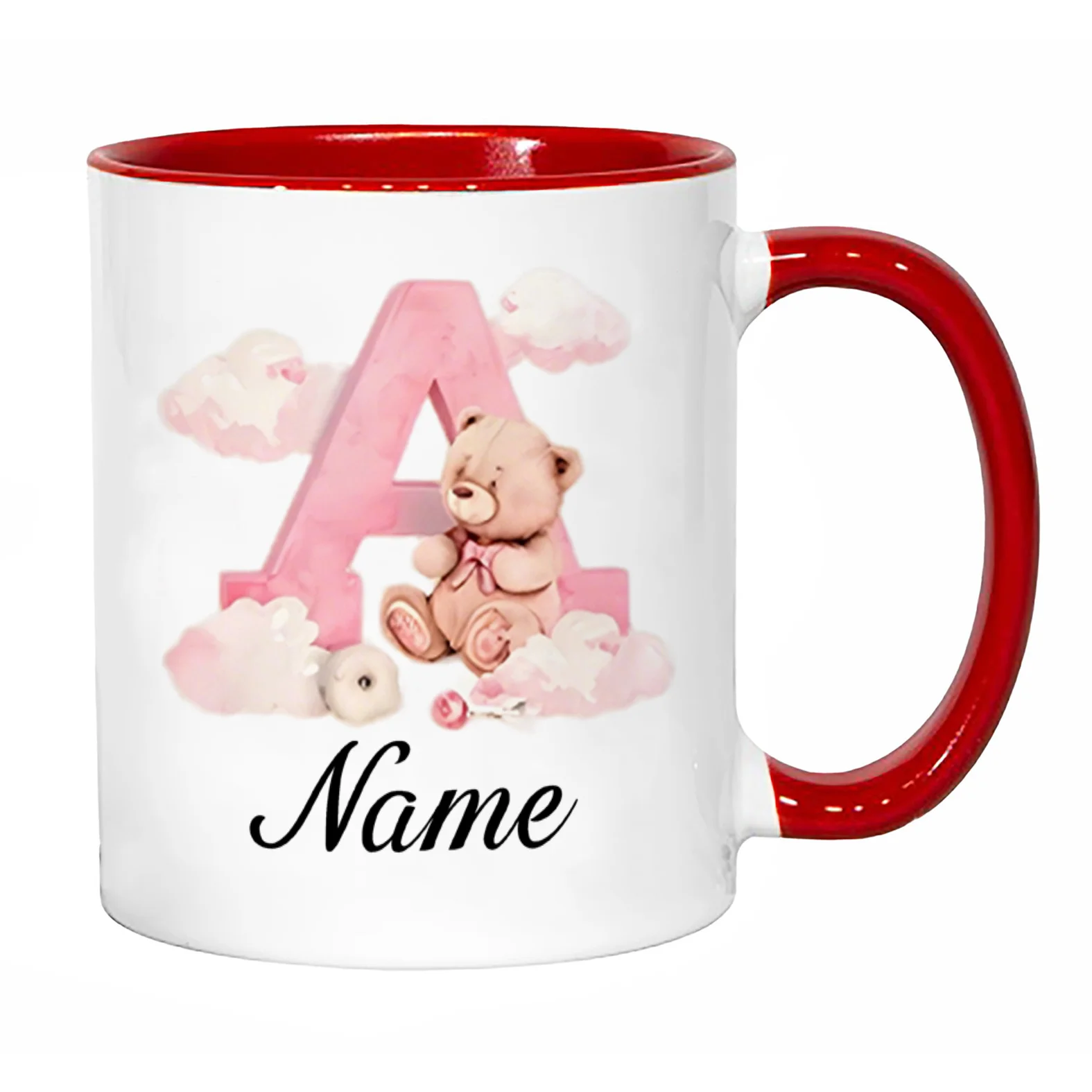 Personalized 26 Letter 7 Color Bear Mug Ceramic 11oz Custom Name Gift for Daughter Wife Birthday