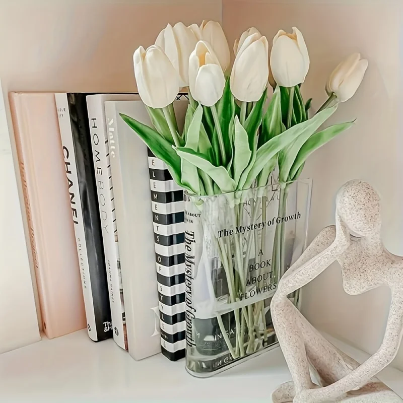 

1pc Clear Book Vase For Flowers Book Shaped Flower Vase, Acrylic Transparent Book Vase, Cute Vase Bookshelf Decoriton