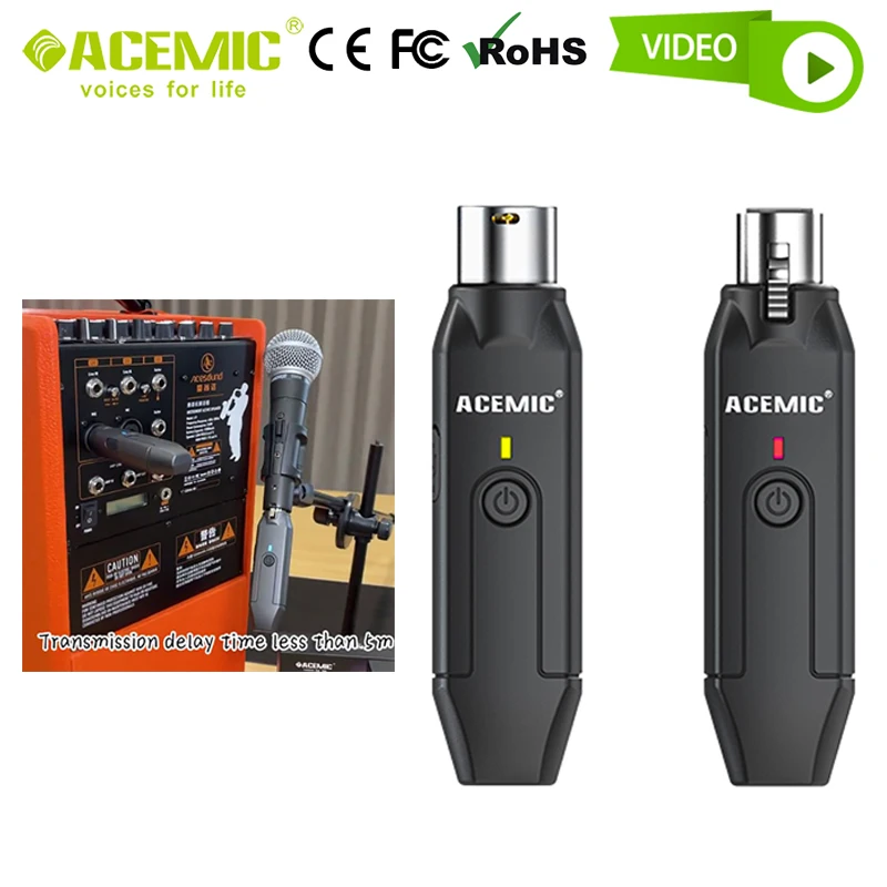 Wireless Microphone Adapter Converter Connector XLR System Transmitter and Receiver Kit Plug-On Audio for Speaker Mixer Hand Mic