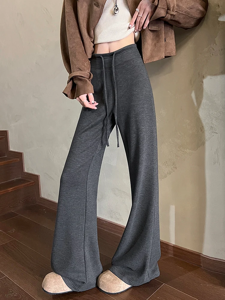 ay Wool Bell Bot Pants Women's Autumn Winter High Waist Slim Fit Yoga Pants Micro Flared Drapey Spor Casual Trousers