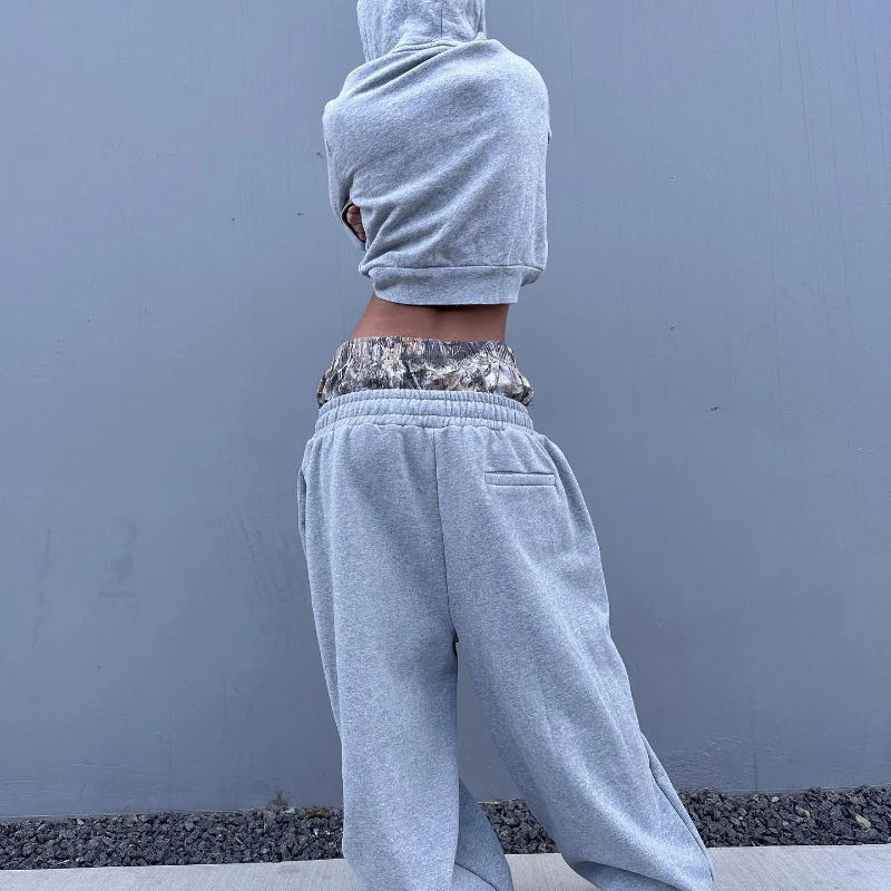 Y2k Retro Jogging hose doppelt taillierte bestickte Tarnmuster Hose mit weitem Bein Männer Trend lässig Streetwear Unisex Baggy Pants