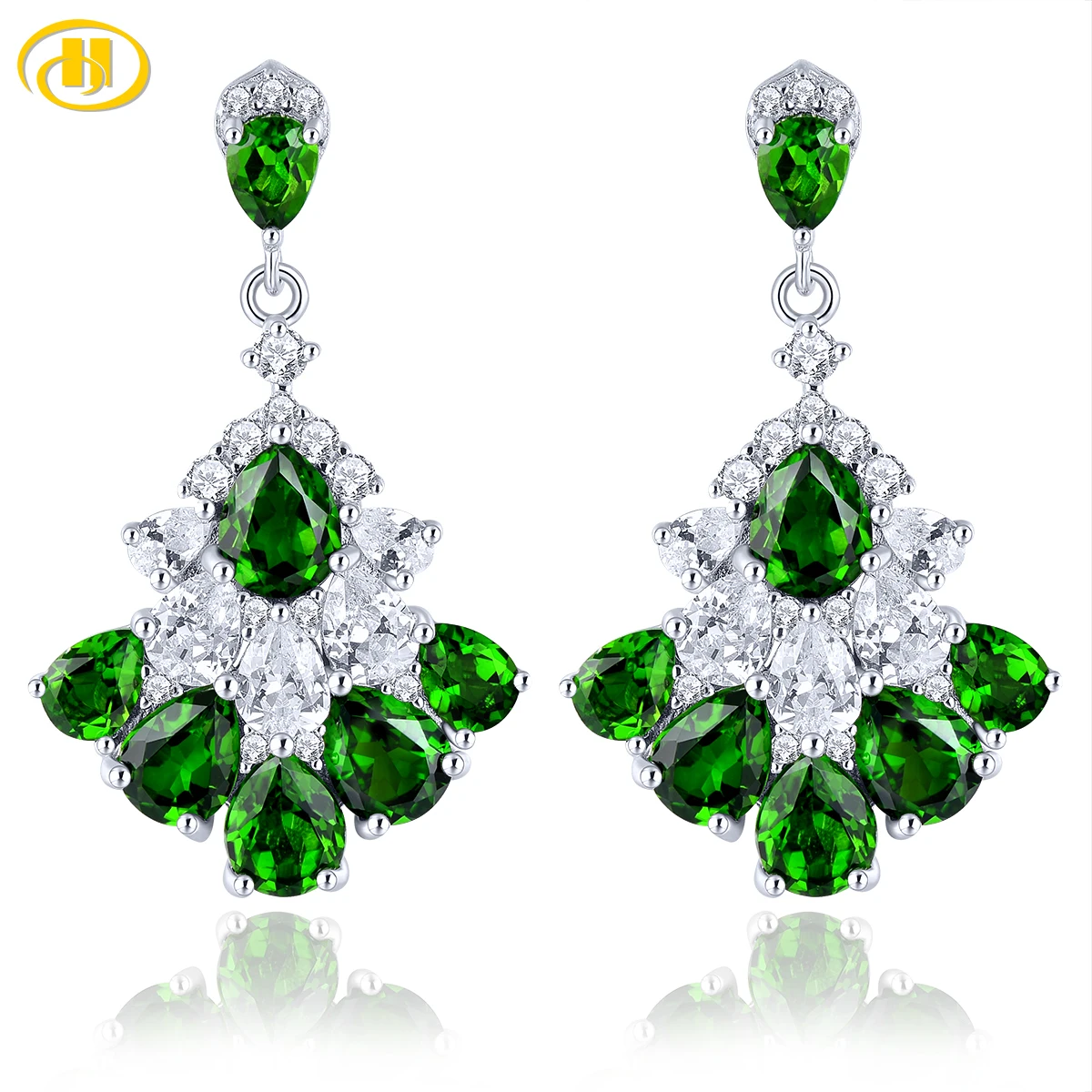 natural-diopside-sterling-silver-women's-earring-55-carats-genuine-diopside-original-design-s925-romantic-style-top-quality