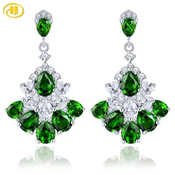 Natural Diopside Sterling Silver Women's Earring 5.5 Carats Genuine Diopside Original Design S925 Romantic Style Top Quality