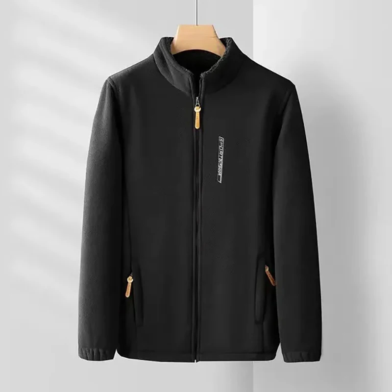 Men Thickened Jacket Male Warm Winter Jacket Men's Winter Fleece Lining Jacket with Stand Collar Pockets Thick Warm for Work