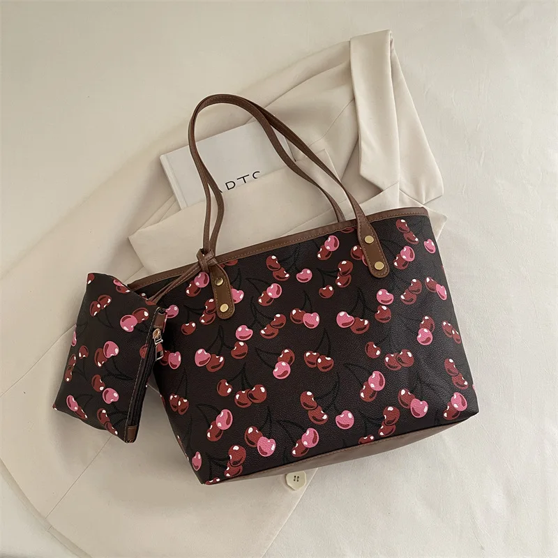 

2026 New Printed Tote Bag for Women Large Capacity Casual Shoulder Bag Fashion 2pcs Set Handbag