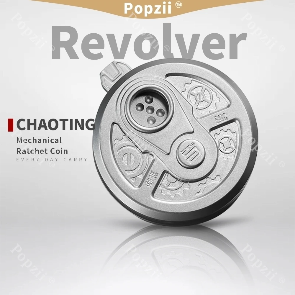 CHAOTING Revolver EDC Rvs Mechanische Ratel Munt Stress Relief Speelgoed DingDing Coin Fidget Spinner Fidgeting Speelgoed