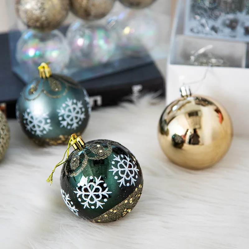 6/8cm Christmas Ball Ornaments Snowflake Transparent Christmas Tree Party Decoration New Year Christmas Spheres Pendant