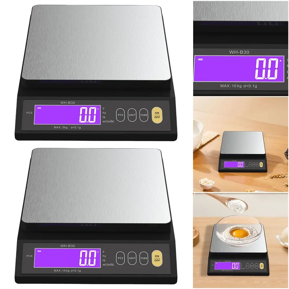 

5kg/0.1g Digital Kitchen Scale Tare Function Electronic Food Scale LCD Display High Accuracy Scale for Measuring Weighing