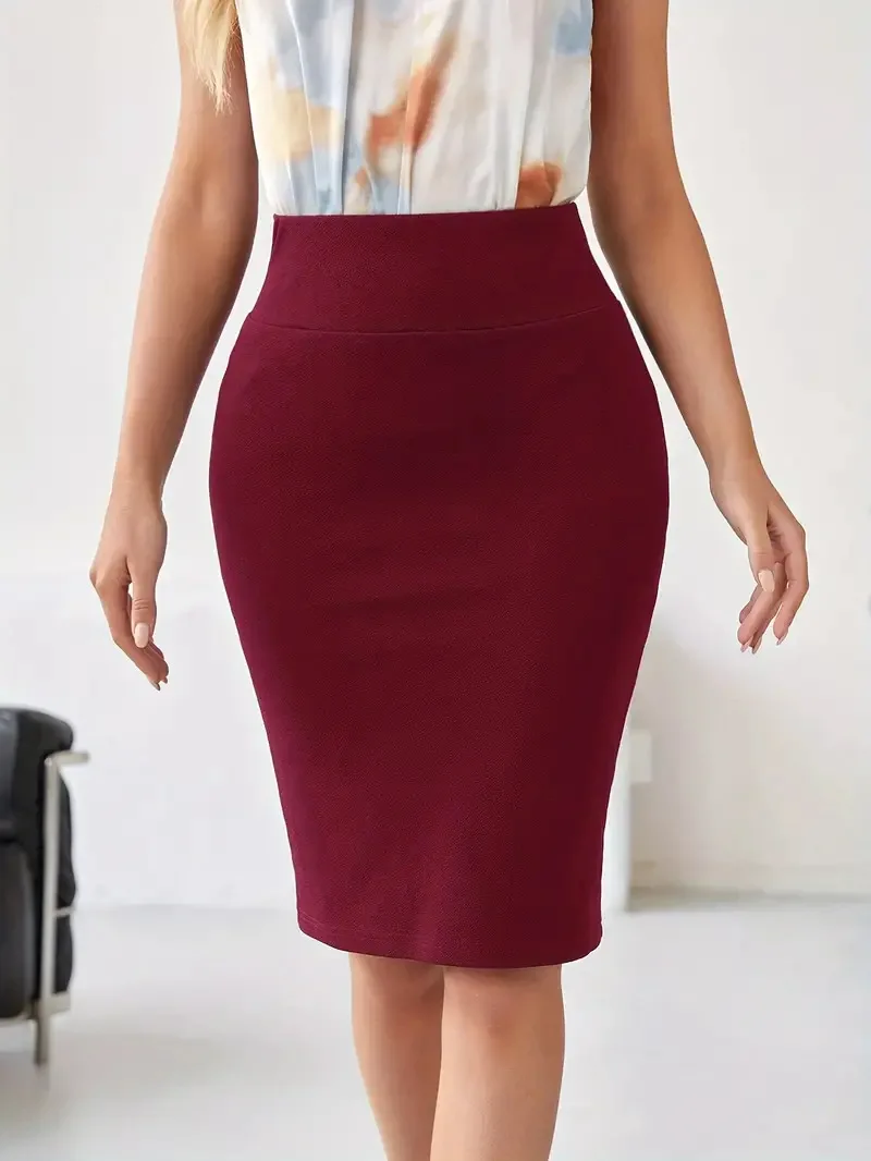 

Black pencil skirt for women 2024 fashion pure color bodycon dress office lady formal clothing spring summer hight waist skirts