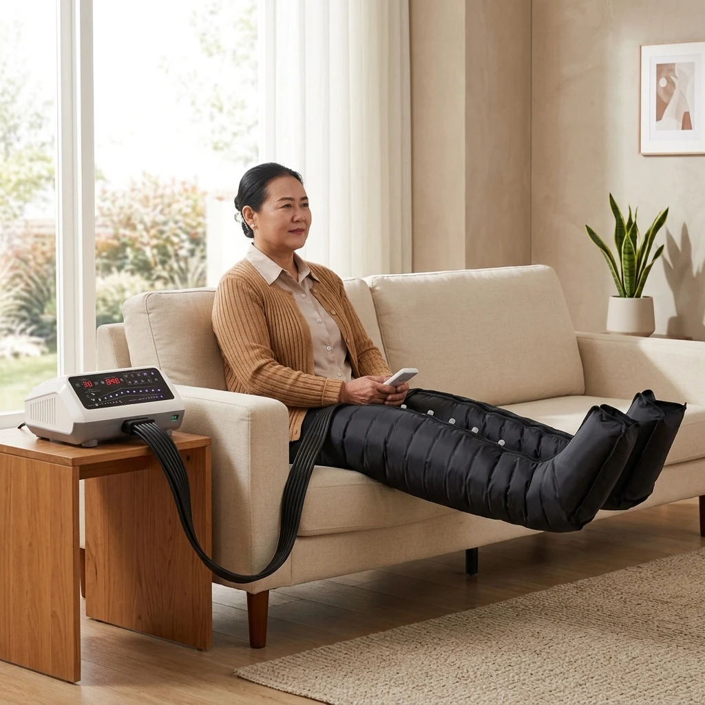 Professional Homecare 12 Chamber Air Compression Pressotherapy Device For Muscle Relaxation And Promoting Blood Circulation