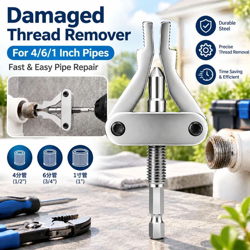 4 Minutes, 6 Minutes, and 1 Inch Water Pipe Break Wire Extractor, Electric Drill, Pipe Damaged Thread Disassembly and Repair Too