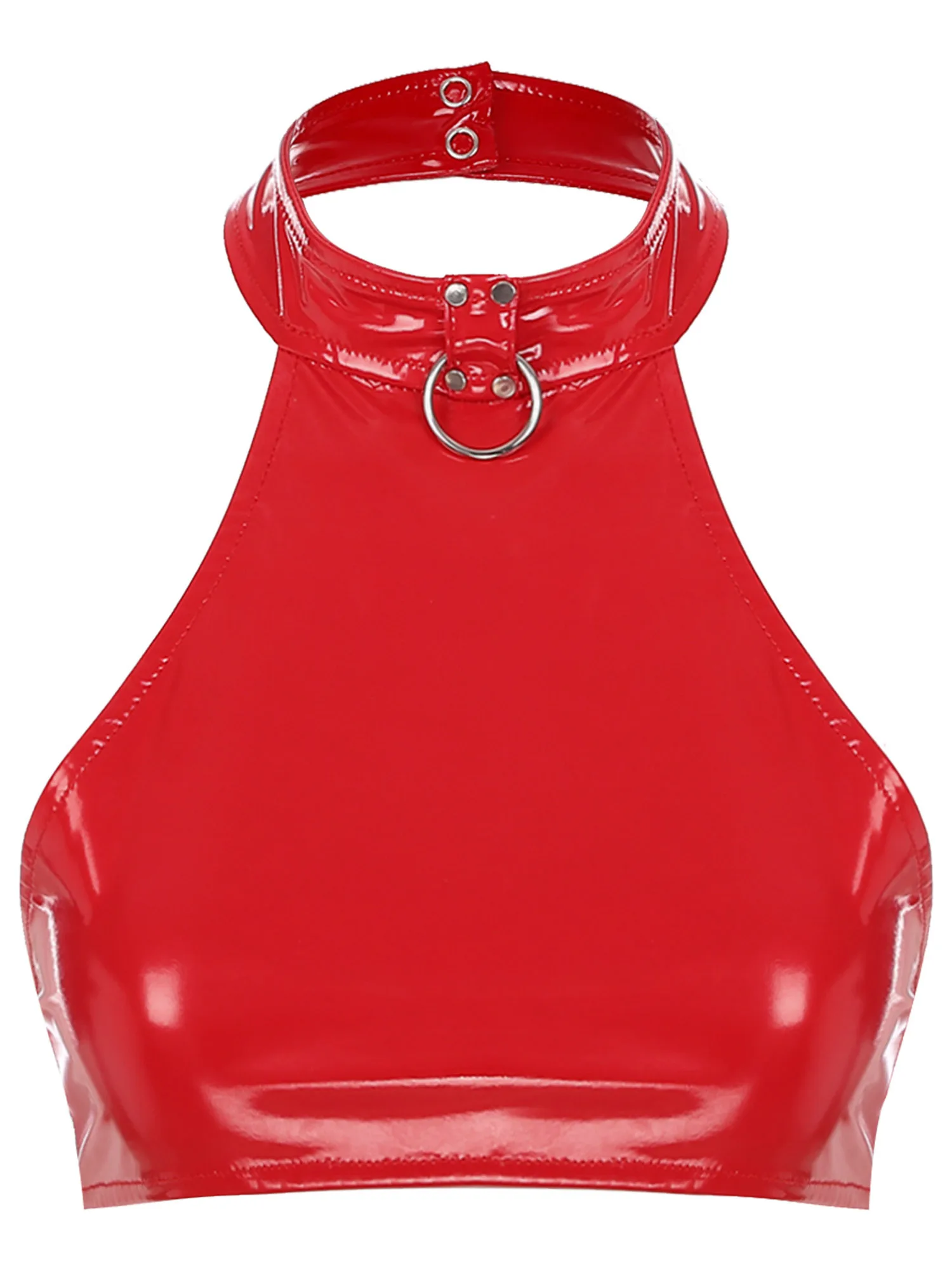 

Женский укороченный топ-бюстье из лакированной кожи с эффектом мокрой кожи, на бретельках, без рукавов, с открытой спиной, для вечеринок, клубный, из латекса