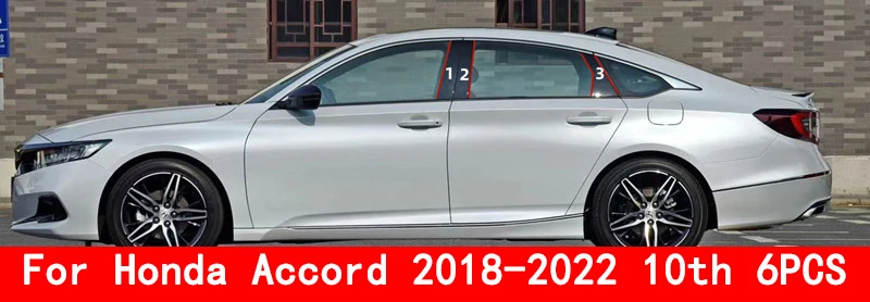 For Honda Accord 10 2018-2022 Car Door Window Middle Column Trim Decoration Protection Strip PC Stickers Accessories