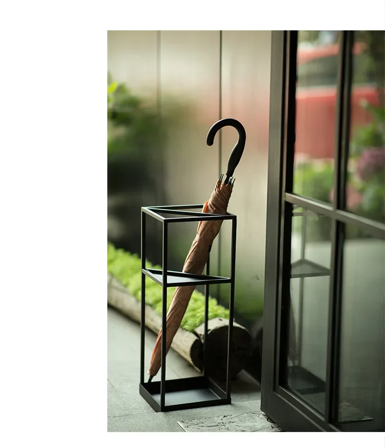 Iron Landing Umbrella Stand Multi-functional Umbrella Holder for Stroller Hotel Lobby Shelf Creative Light Luxury Parasol Stand